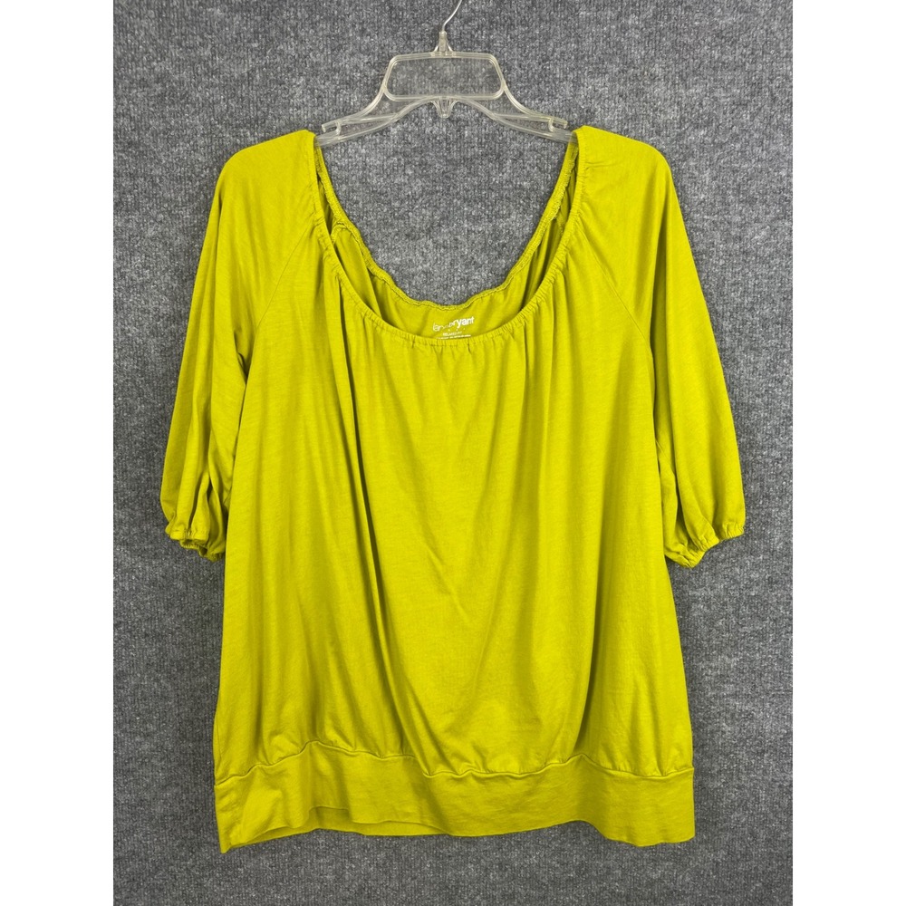 Lane Bryant Blouse Womens 18/20W Yellow Excellent 3/4 Sleeve‎ Scoop Neck Top